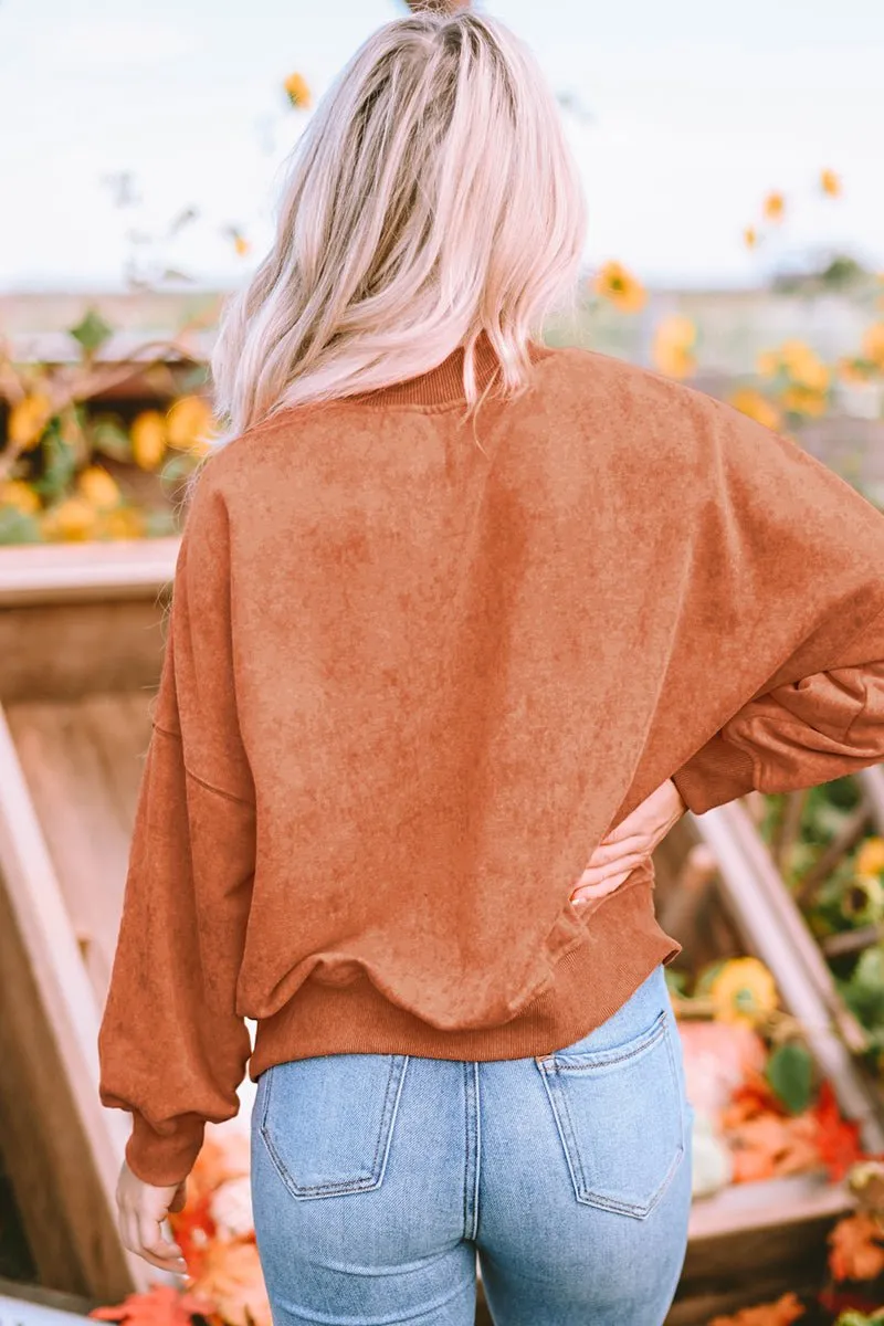 Evermore Orange Vintage Wash Drop Shoulder Sweatshirt