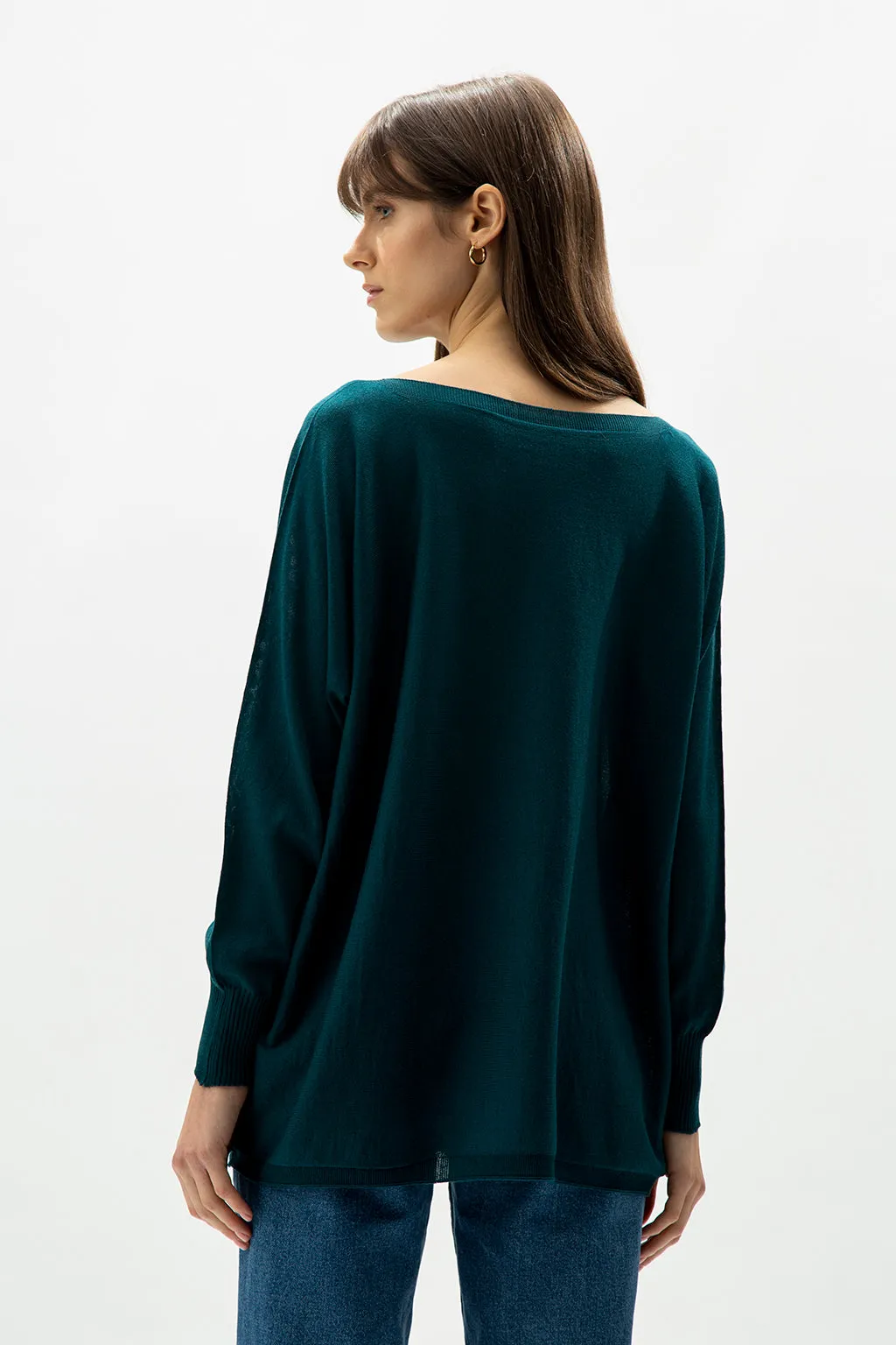 EXTRA FINE MERINO WOOL OVERSIZED BOAT NECK PULLOVER