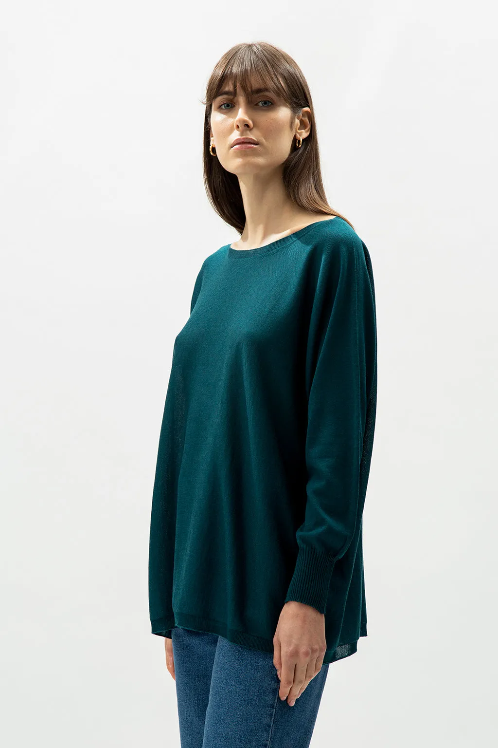 EXTRA FINE MERINO WOOL OVERSIZED BOAT NECK PULLOVER
