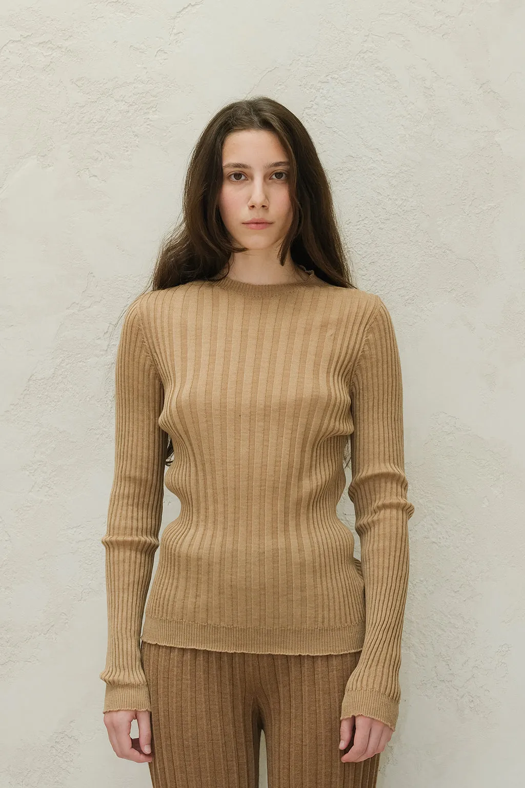 EXTRA FINE MERINO WOOL RIBBED CREW NECK