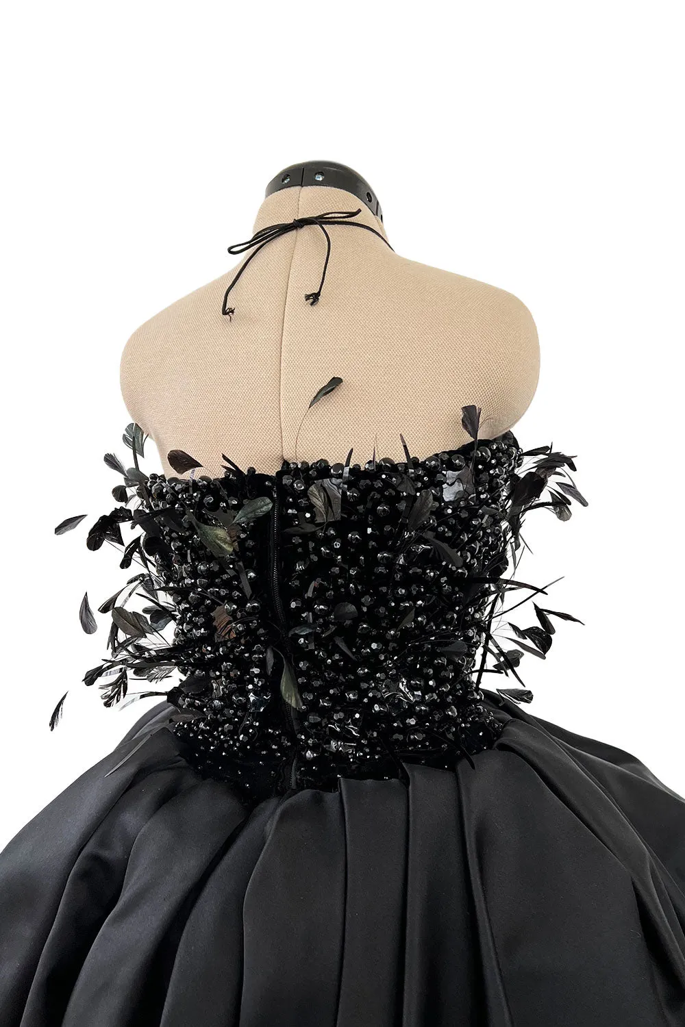 Extraordinary Fall 1996 Nina Ricci by Girard Pipard Haute Couture Feather & Beaded Silk Dress