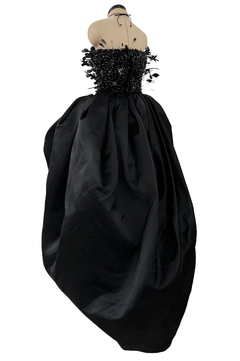 Extraordinary Fall 1996 Nina Ricci by Girard Pipard Haute Couture Feather & Beaded Silk Dress