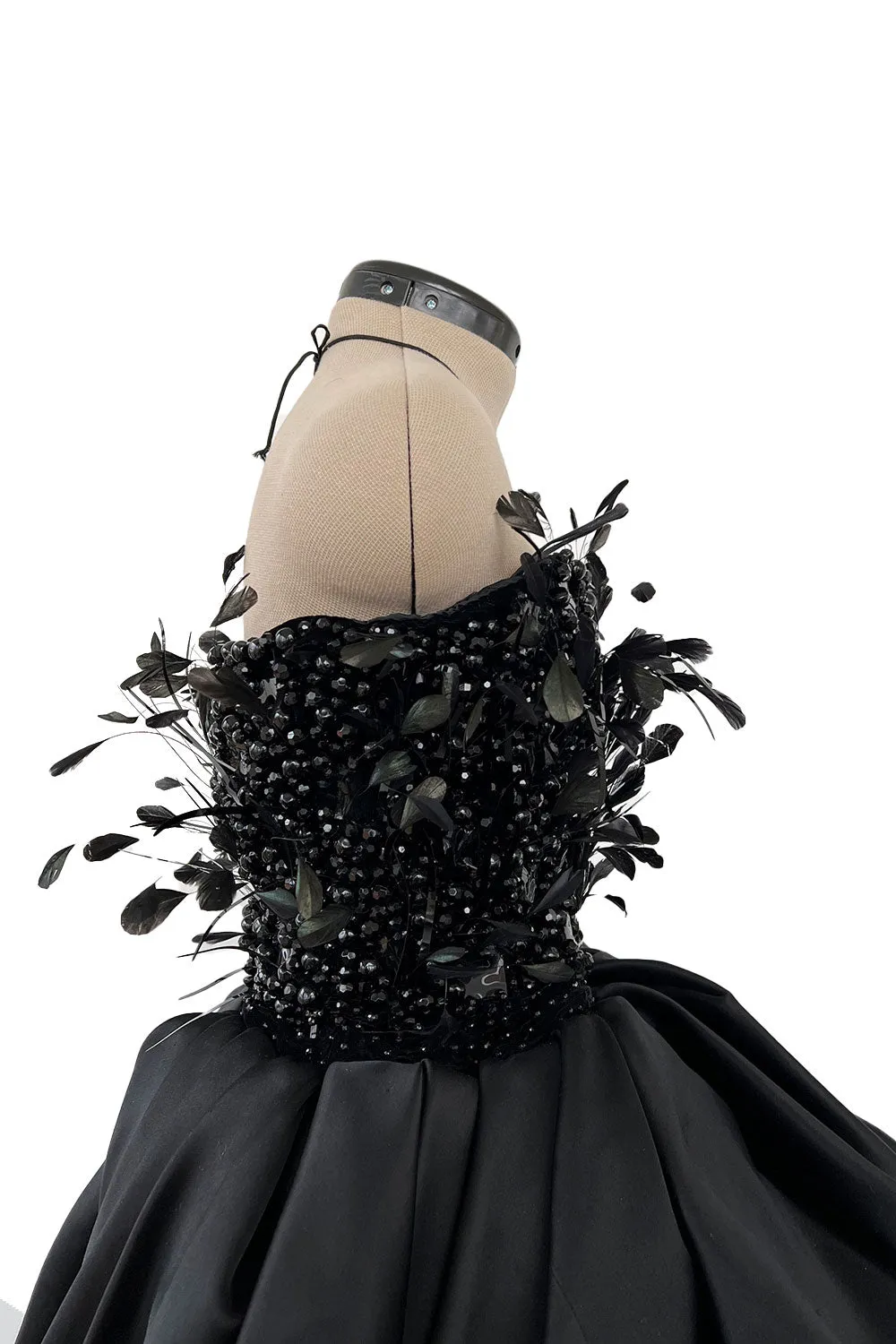 Extraordinary Fall 1996 Nina Ricci by Girard Pipard Haute Couture Feather & Beaded Silk Dress