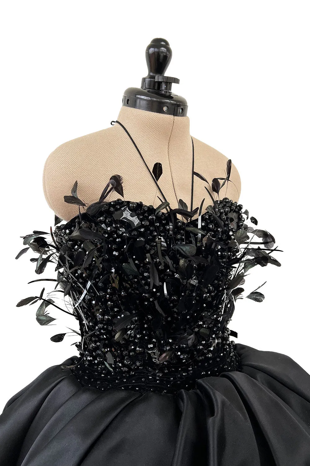 Extraordinary Fall 1996 Nina Ricci by Girard Pipard Haute Couture Feather & Beaded Silk Dress