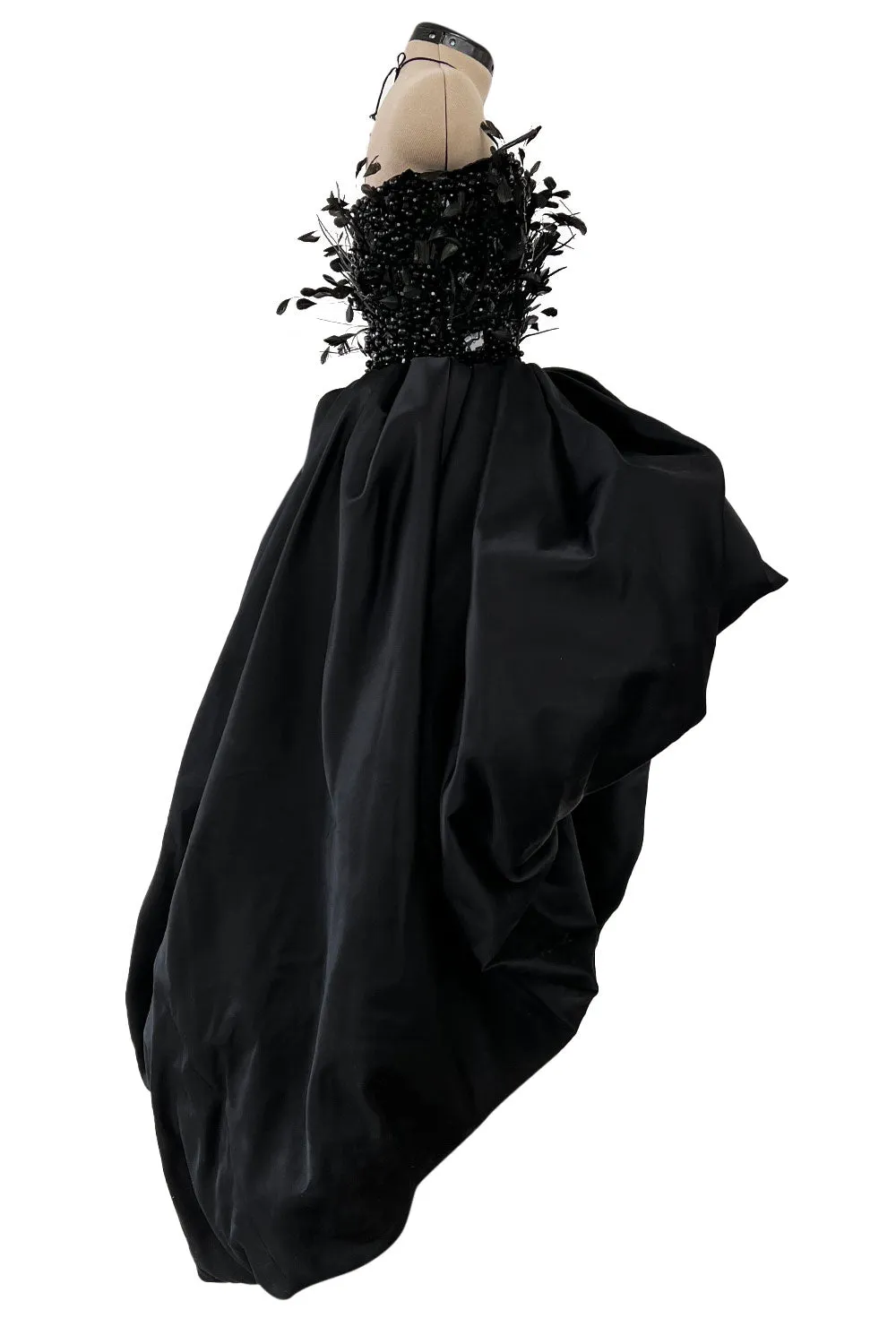 Extraordinary Fall 1996 Nina Ricci by Girard Pipard Haute Couture Feather & Beaded Silk Dress