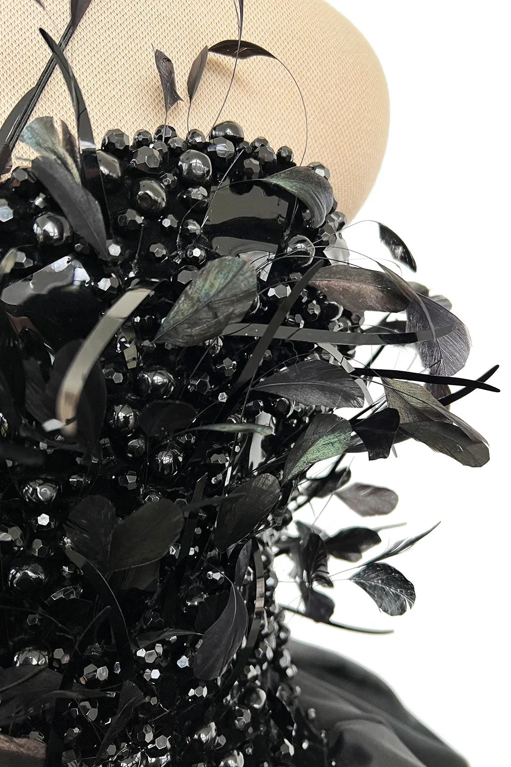 Extraordinary Fall 1996 Nina Ricci by Girard Pipard Haute Couture Feather & Beaded Silk Dress
