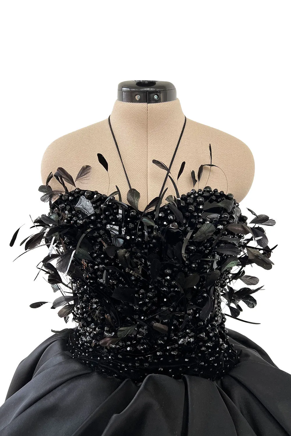 Extraordinary Fall 1996 Nina Ricci by Girard Pipard Haute Couture Feather & Beaded Silk Dress