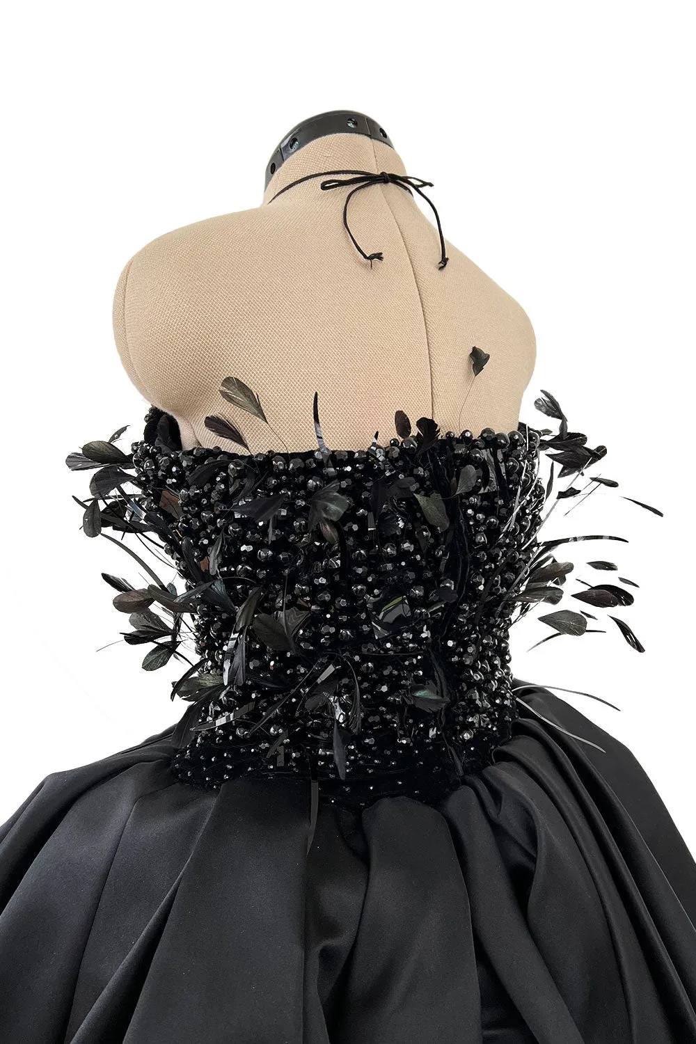 Extraordinary Fall 1996 Nina Ricci by Girard Pipard Haute Couture Feather & Beaded Silk Dress