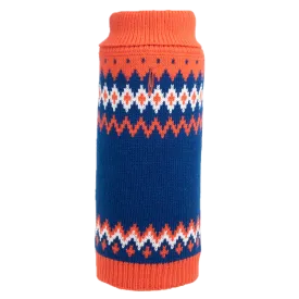 Fairisle Knit Sweater | Orange & Navy