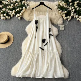 Fairy Loose-fit 3d Floral Slip Dress