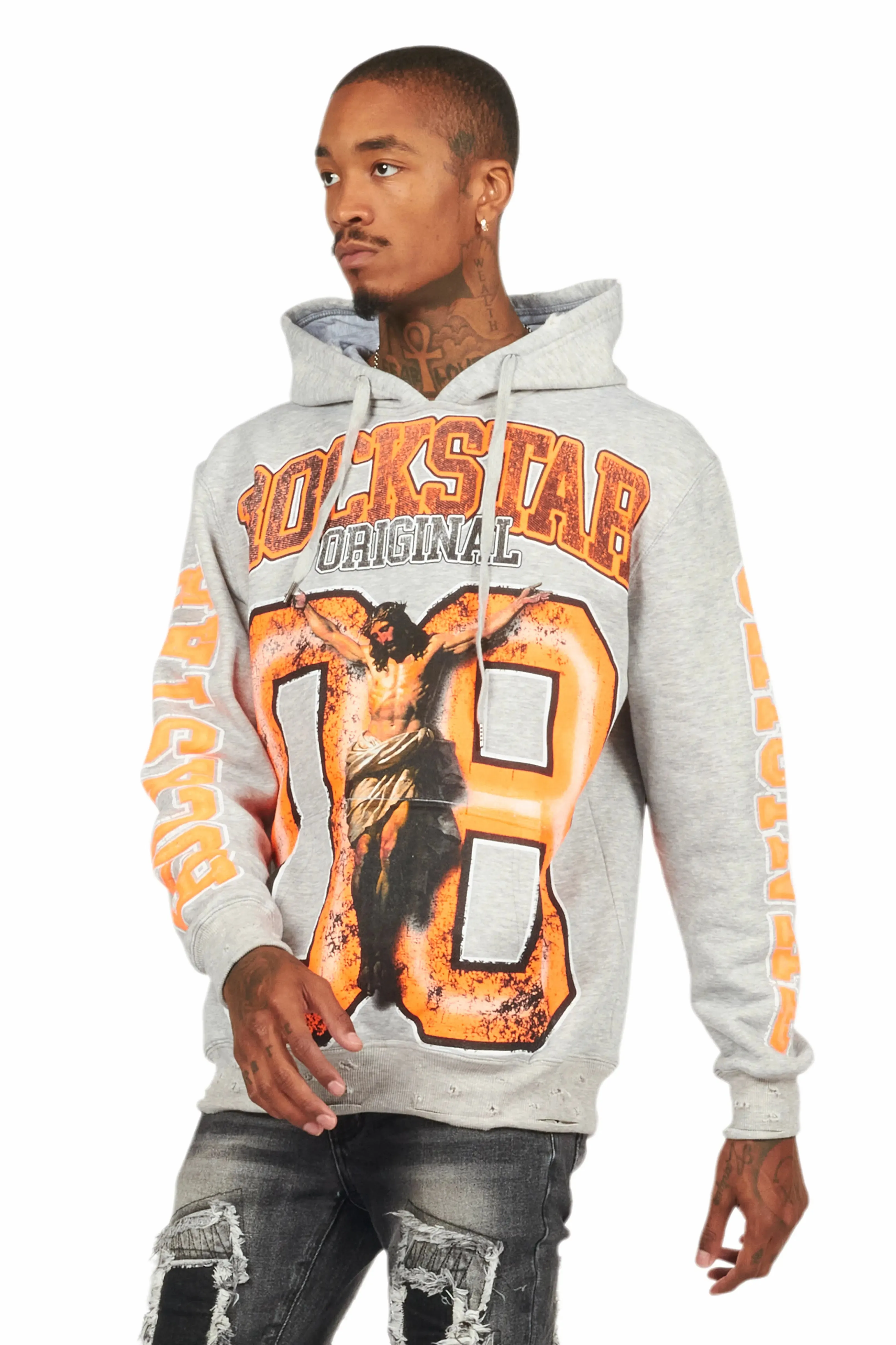 Fields Grey/Orange Graphic Hoodie