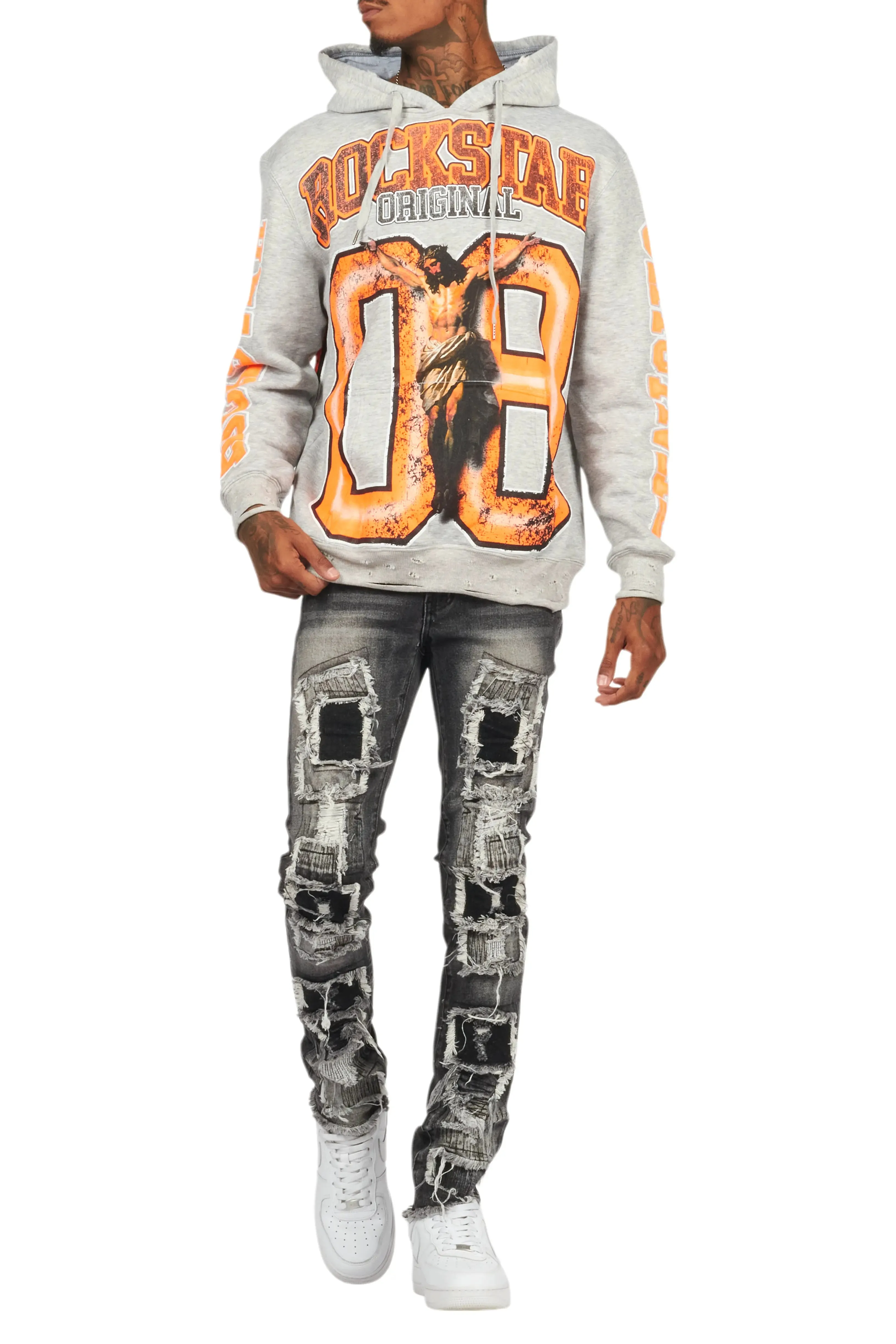 Fields Grey/Orange Graphic Hoodie