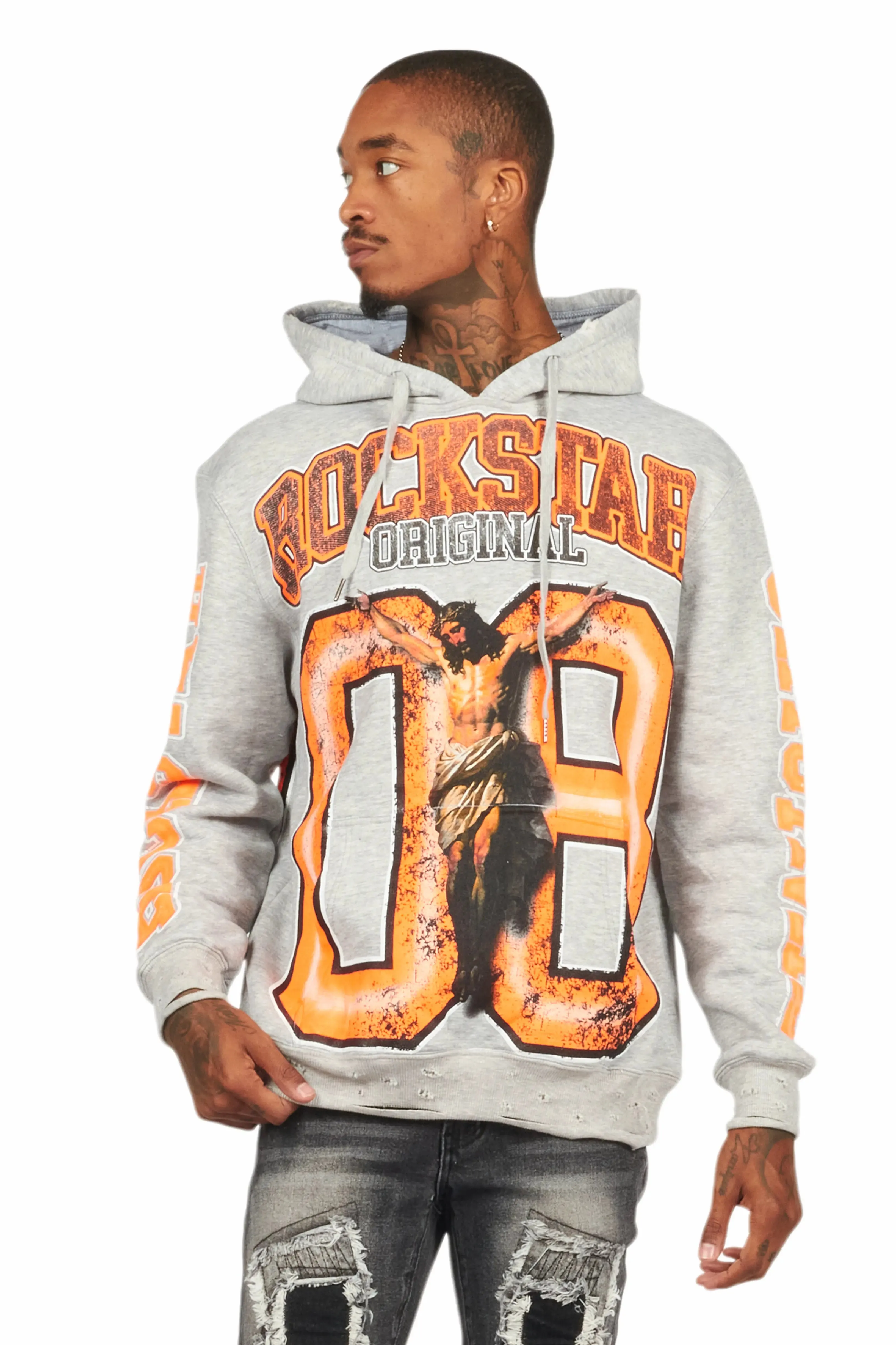 Fields Grey/Orange Graphic Hoodie