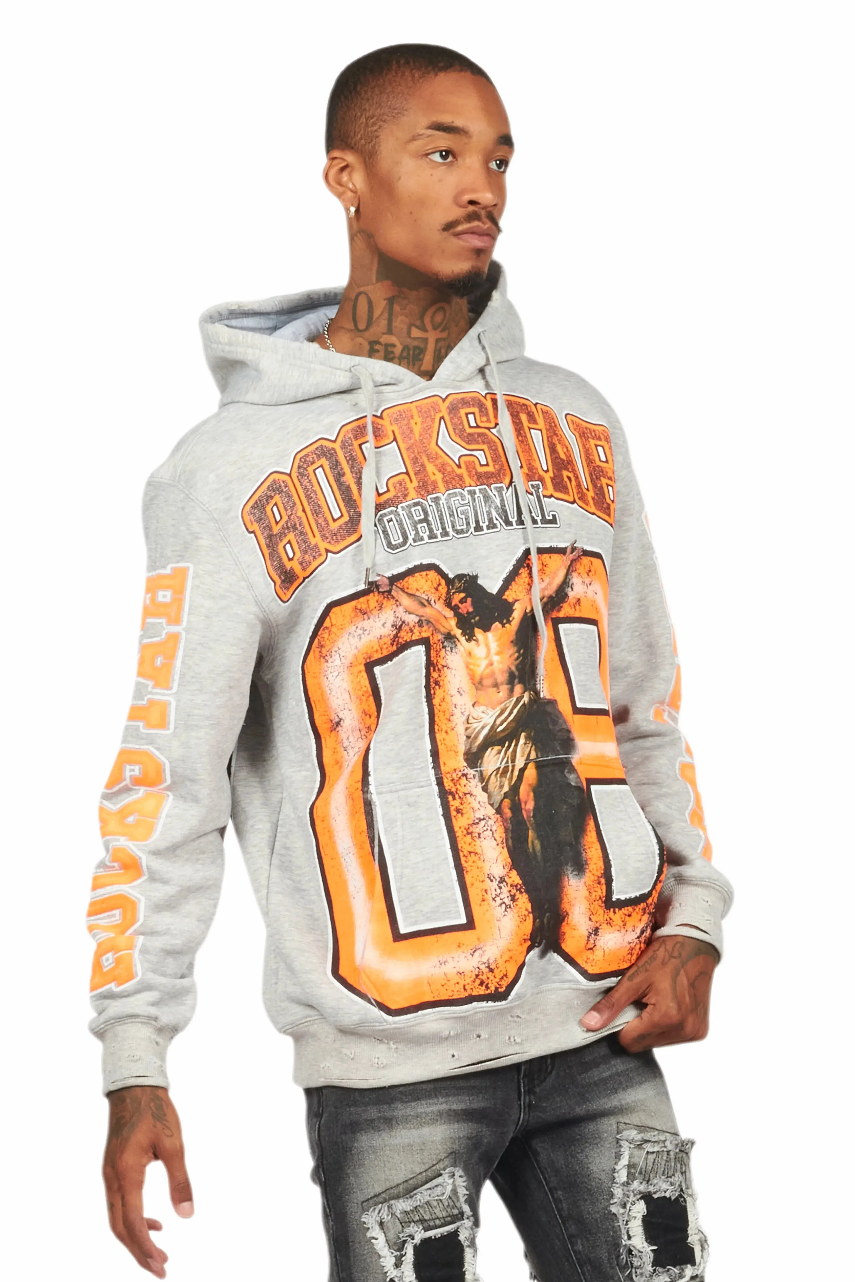 Fields Grey/Orange Graphic Hoodie