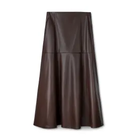 Fit and Flair Leather Skirt IN: Brown