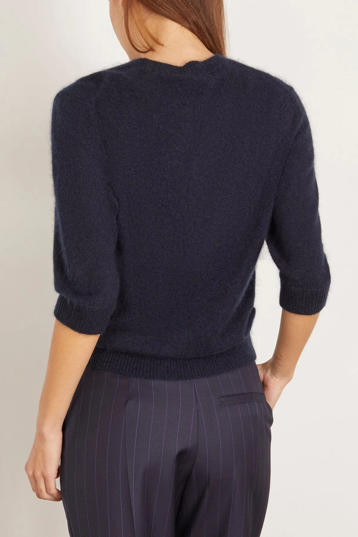 Fluffy Statement Pullover in True Navy