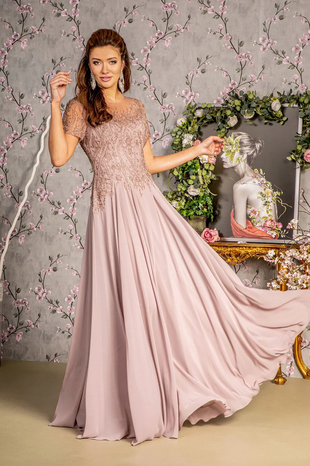 GLS BY GLORIA GL3492 Beaded A-Line Prom Gown
