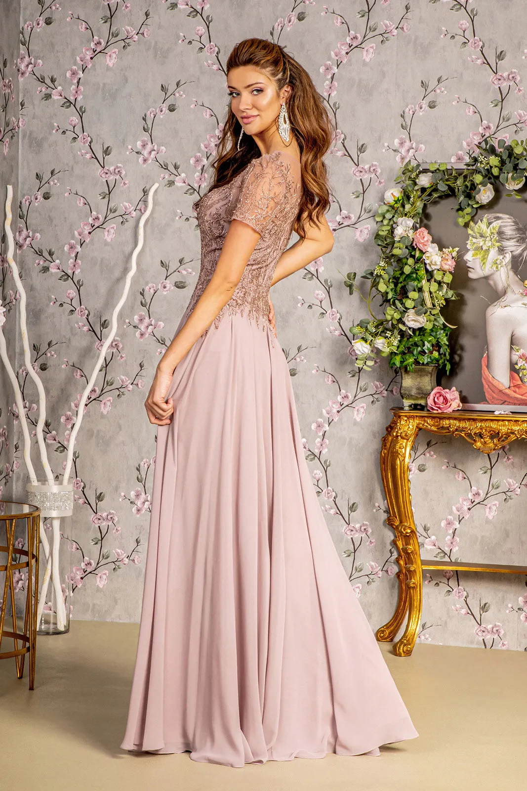 GLS BY GLORIA GL3492 Beaded A-Line Prom Gown