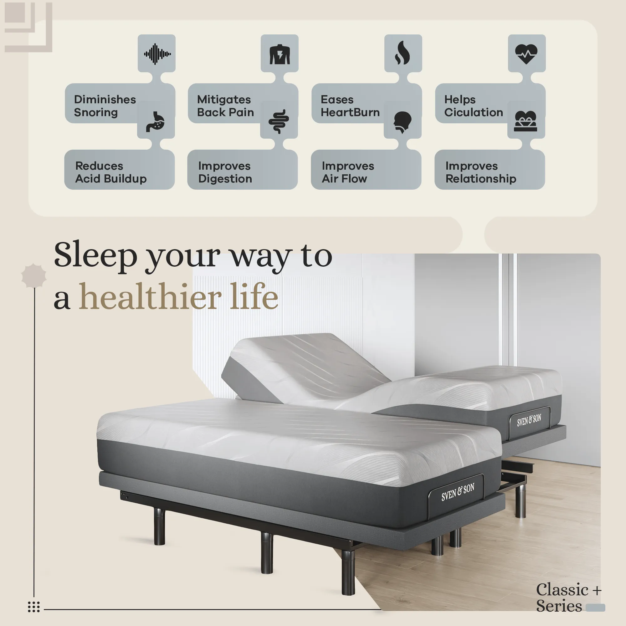 Harmony Series Adjustable Bed Base   Choice of Mattress Bundle