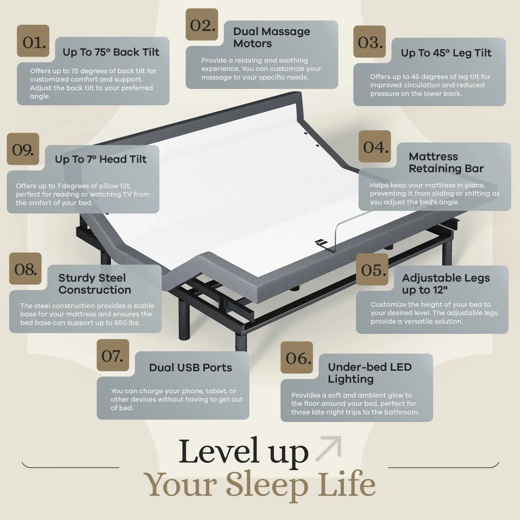 Harmony Series Adjustable Bed Base   Choice of Mattress Bundle