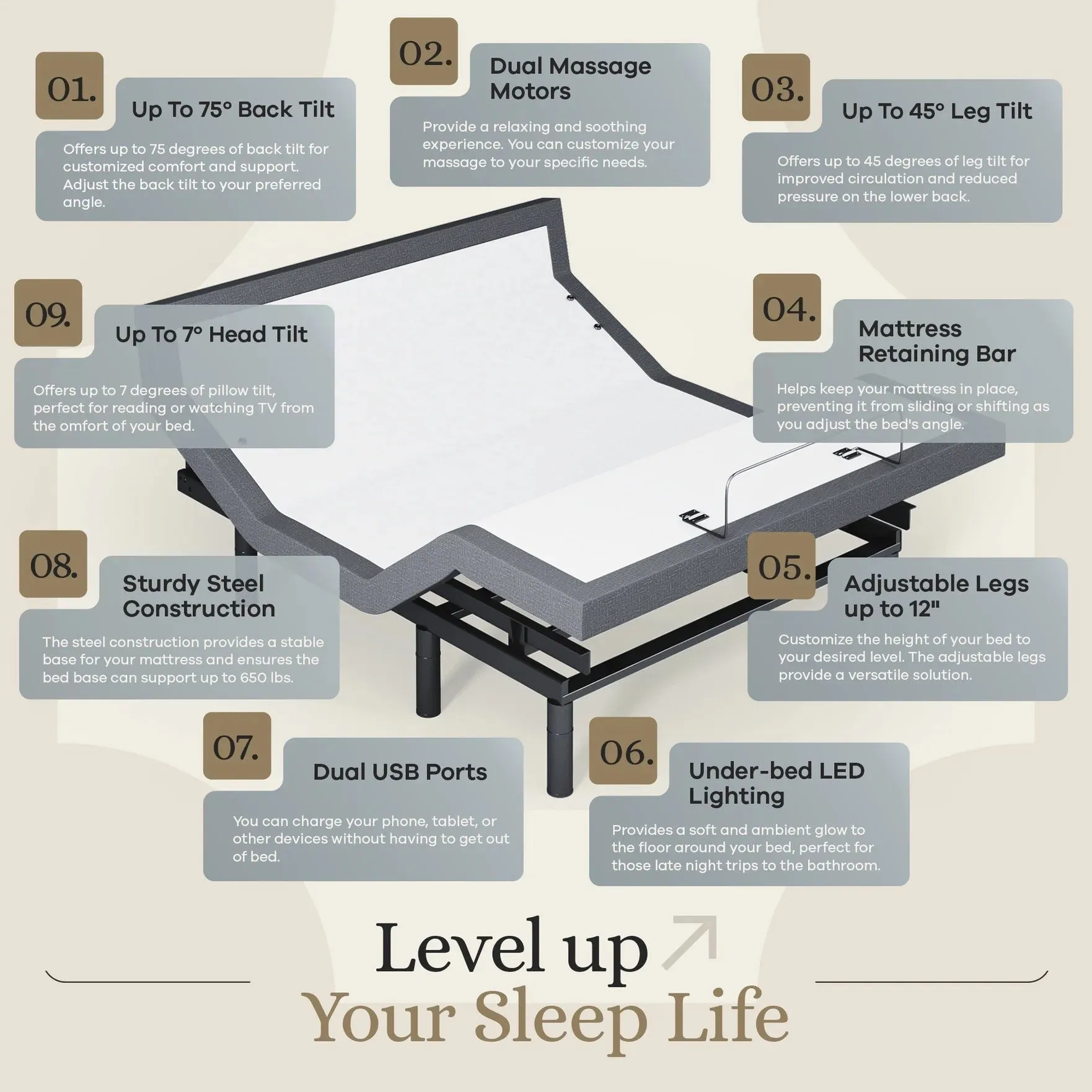Harmony Series Adjustable Bed Base   Choice of Mattress Bundle