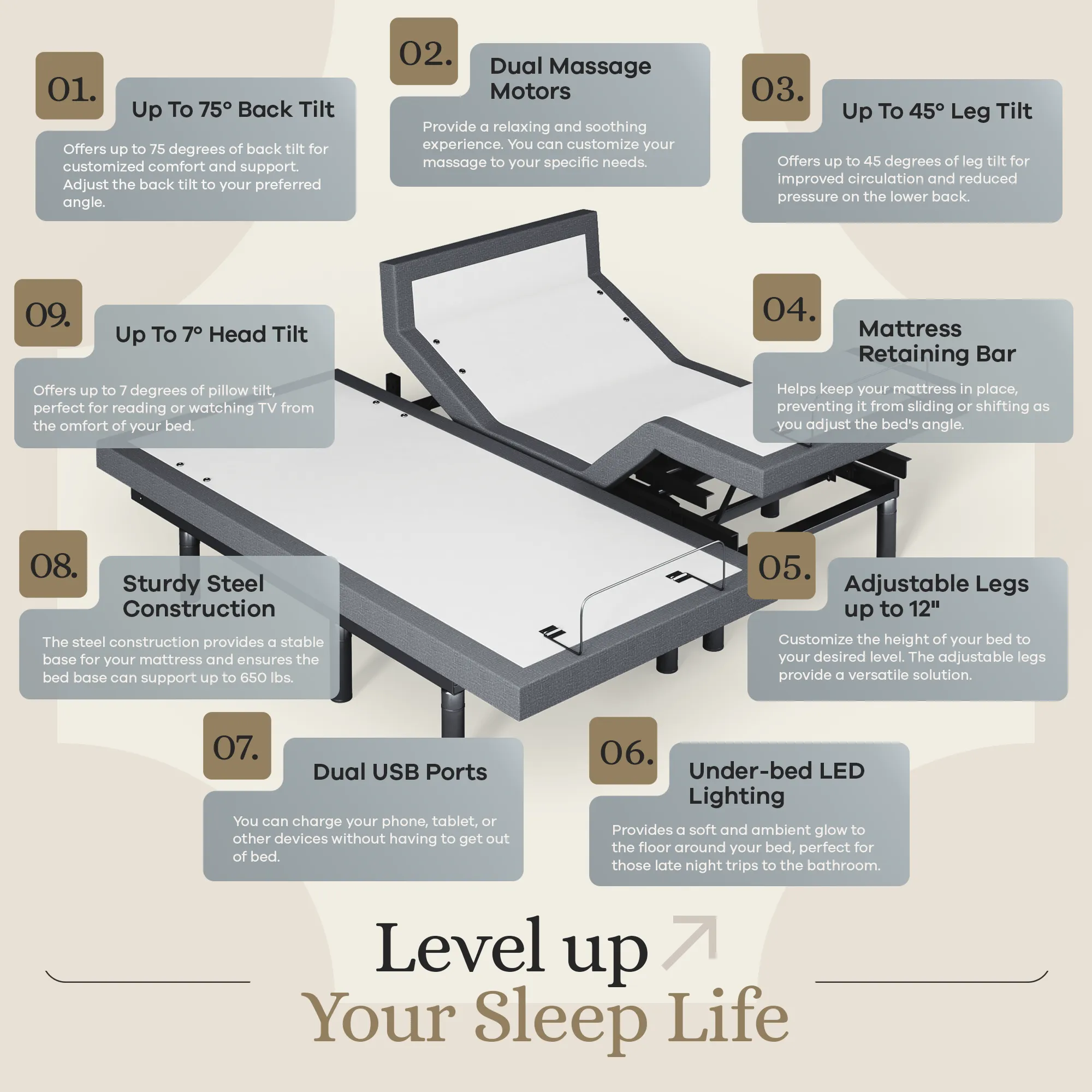 Harmony Series Adjustable Bed Base   Choice of Mattress Bundle