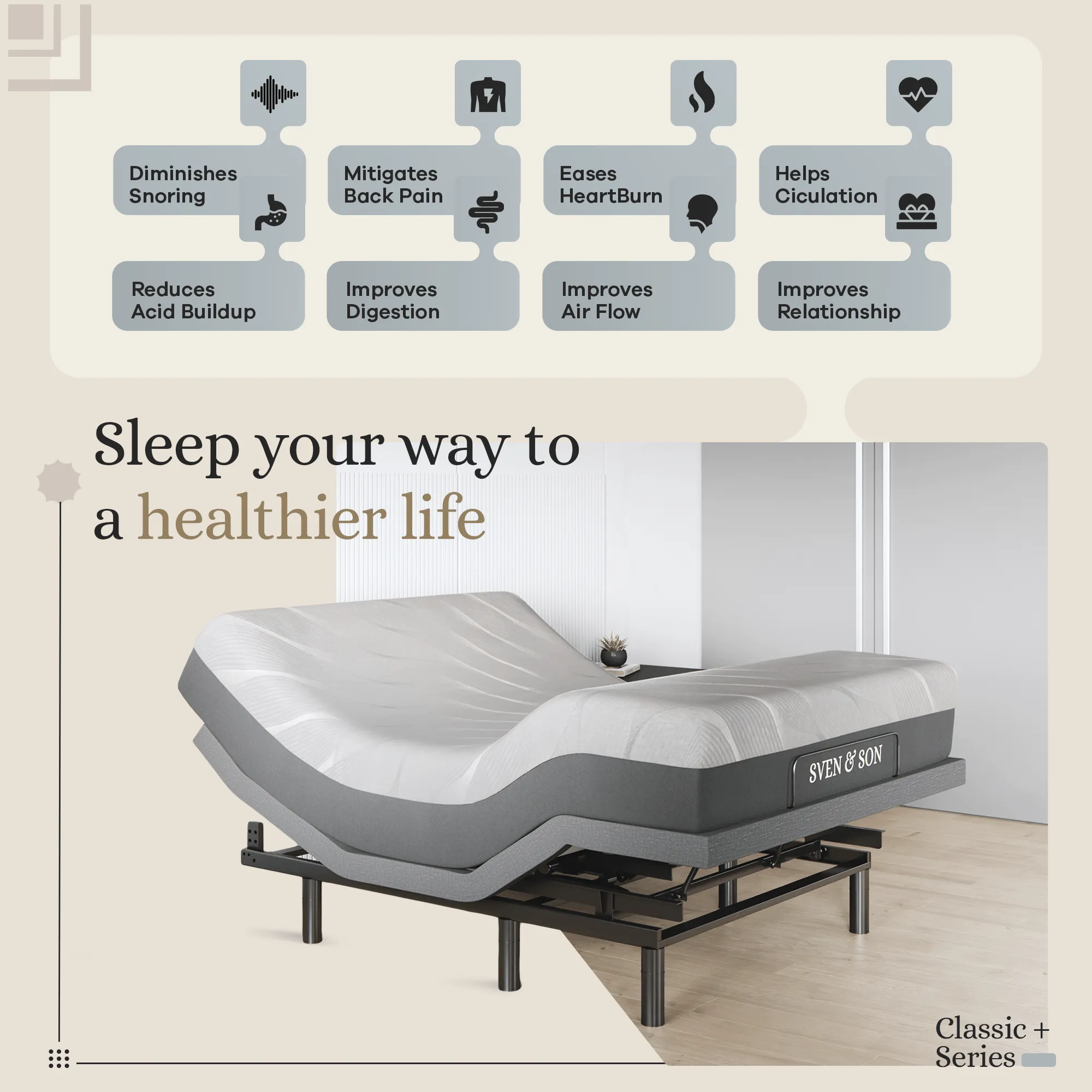 Harmony Series Adjustable Bed Base   Choice of Mattress Bundle
