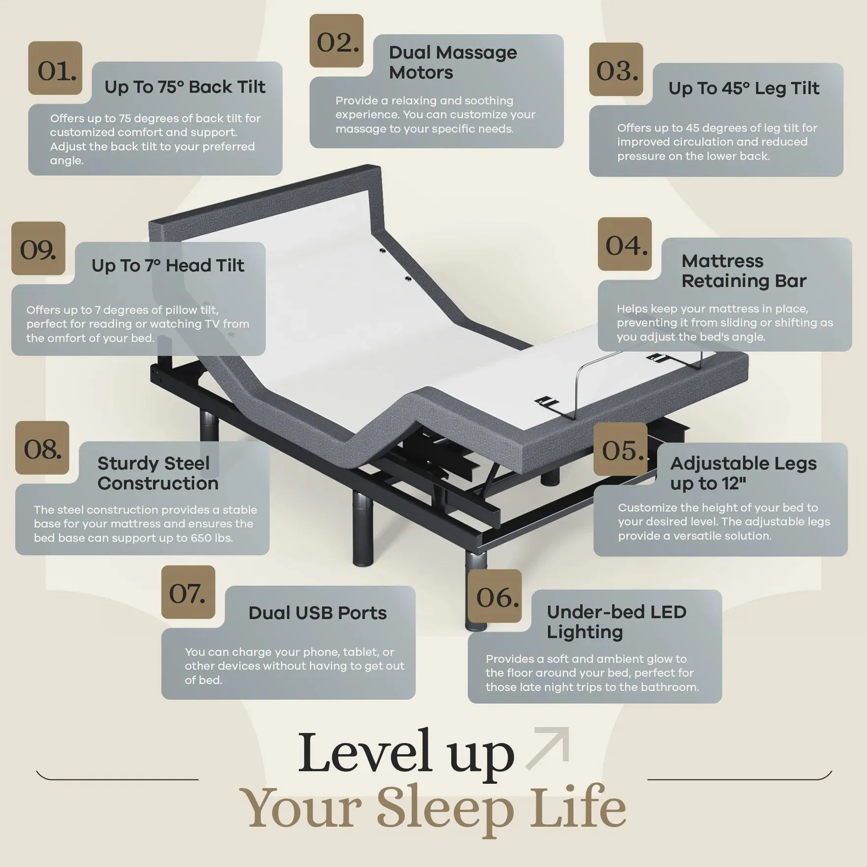 Harmony Series Adjustable Bed Base   Choice of Mattress Bundle