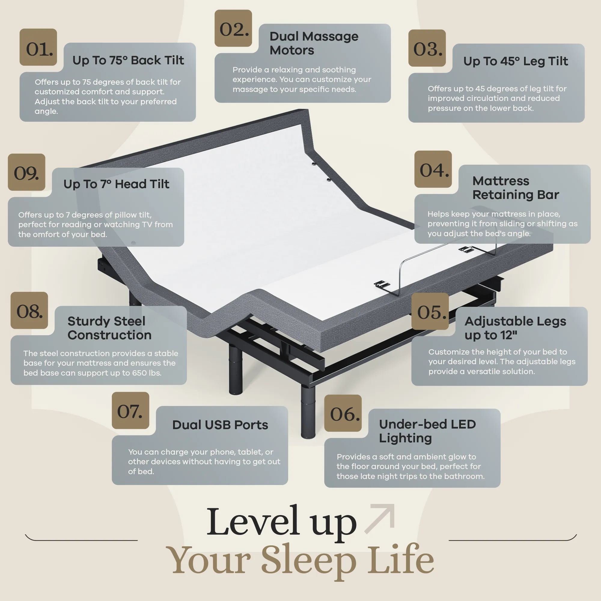 Harmony Series Adjustable Bed Base   Choice of Mattress Bundle