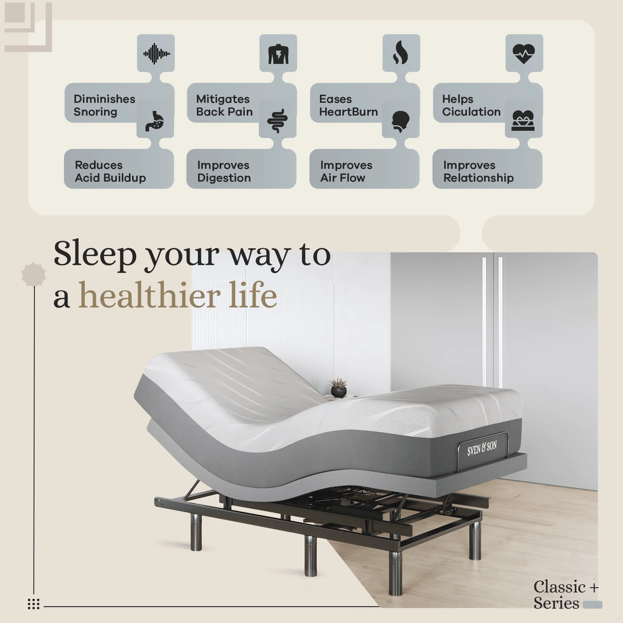 Harmony Series Adjustable Bed Base   Choice of Mattress Bundle