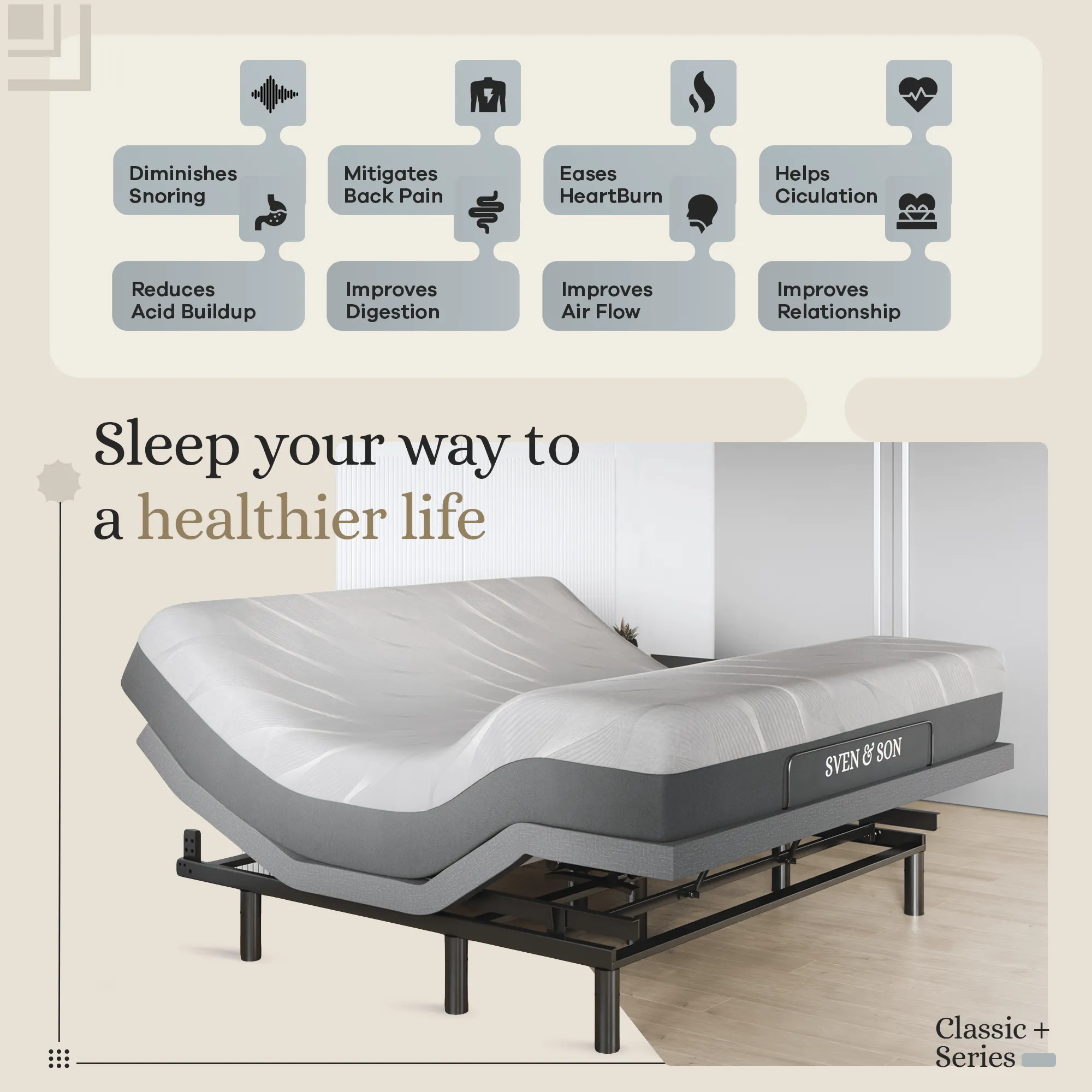 Harmony Series Adjustable Bed Base   Choice of Mattress Bundle