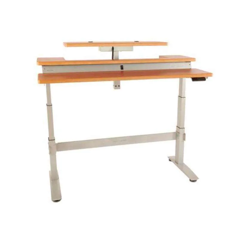 HealthPostures 8200 Ergonomic Sit-Stand Desk - Cherry Top, Silver Frame