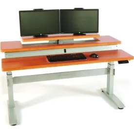 HealthPostures 8200 Ergonomic Sit-Stand Desk - Cherry Top, Silver Frame