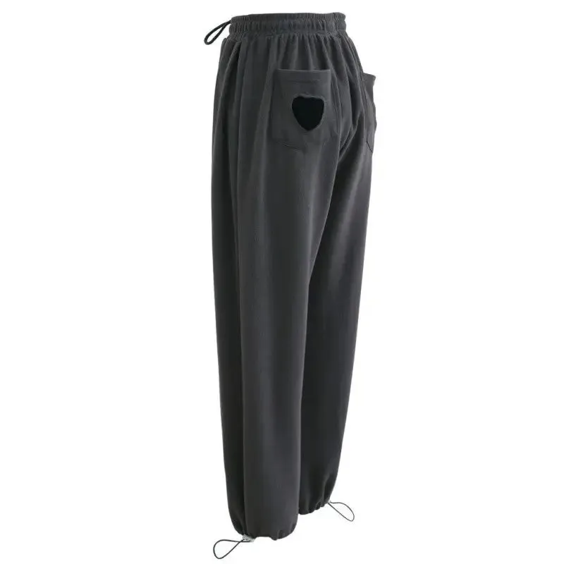 Heart Solid Color High Waist Baggy Sweatpants