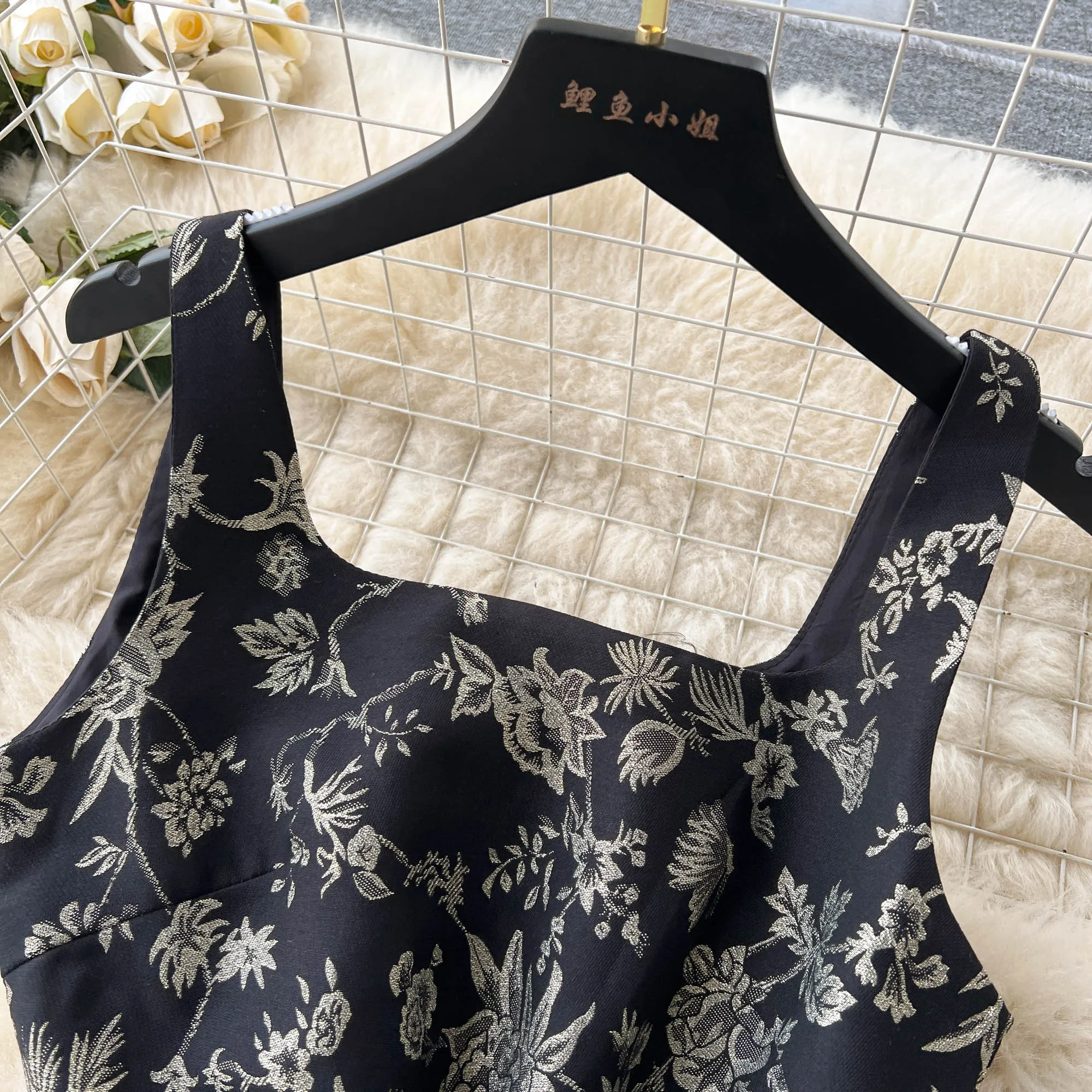 High-end Backless Floral Slip Dress