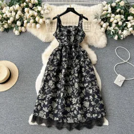 High-end Backless Floral Slip Dress
