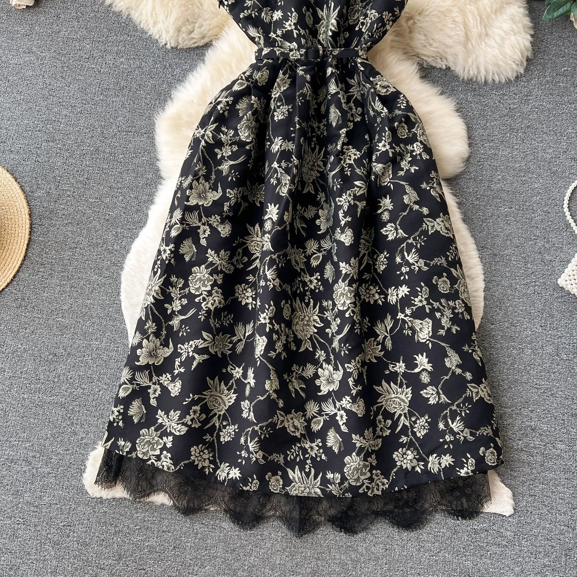 High-end Backless Floral Slip Dress