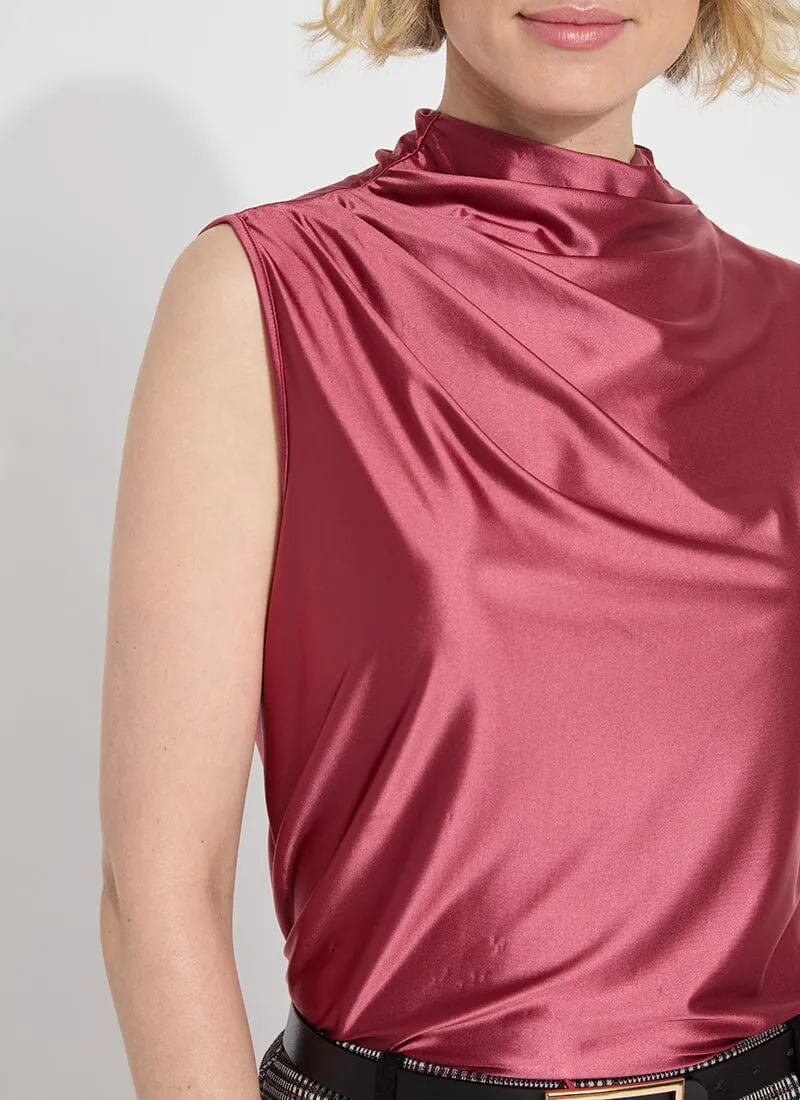 Irina Satin Jersey Top | Peony