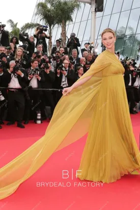 Karlie Kloss 2023 Cannes Film Festival Gold Maternity Red Carpet Dress