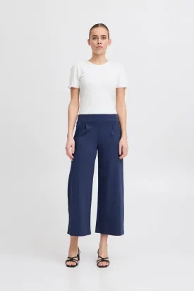 Kate Cropped Wide Leg Pants (Medieval Blue)