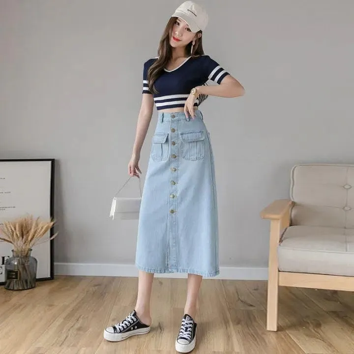 KATECLO Stylish Women’s Denim Jean Skirt