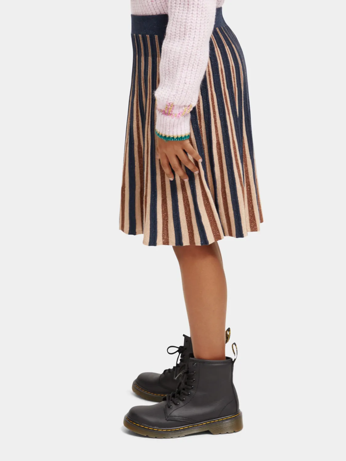 Kids - Pleated knitted glitter midi skirt