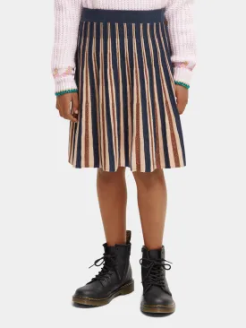 Kids - Pleated knitted glitter midi skirt