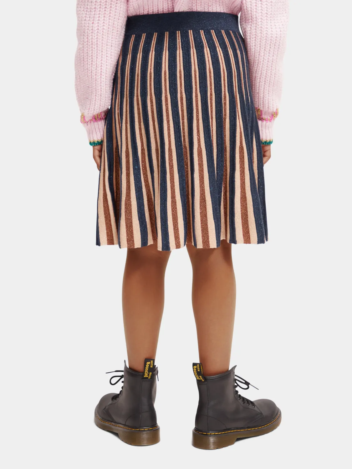 Kids - Pleated knitted glitter midi skirt