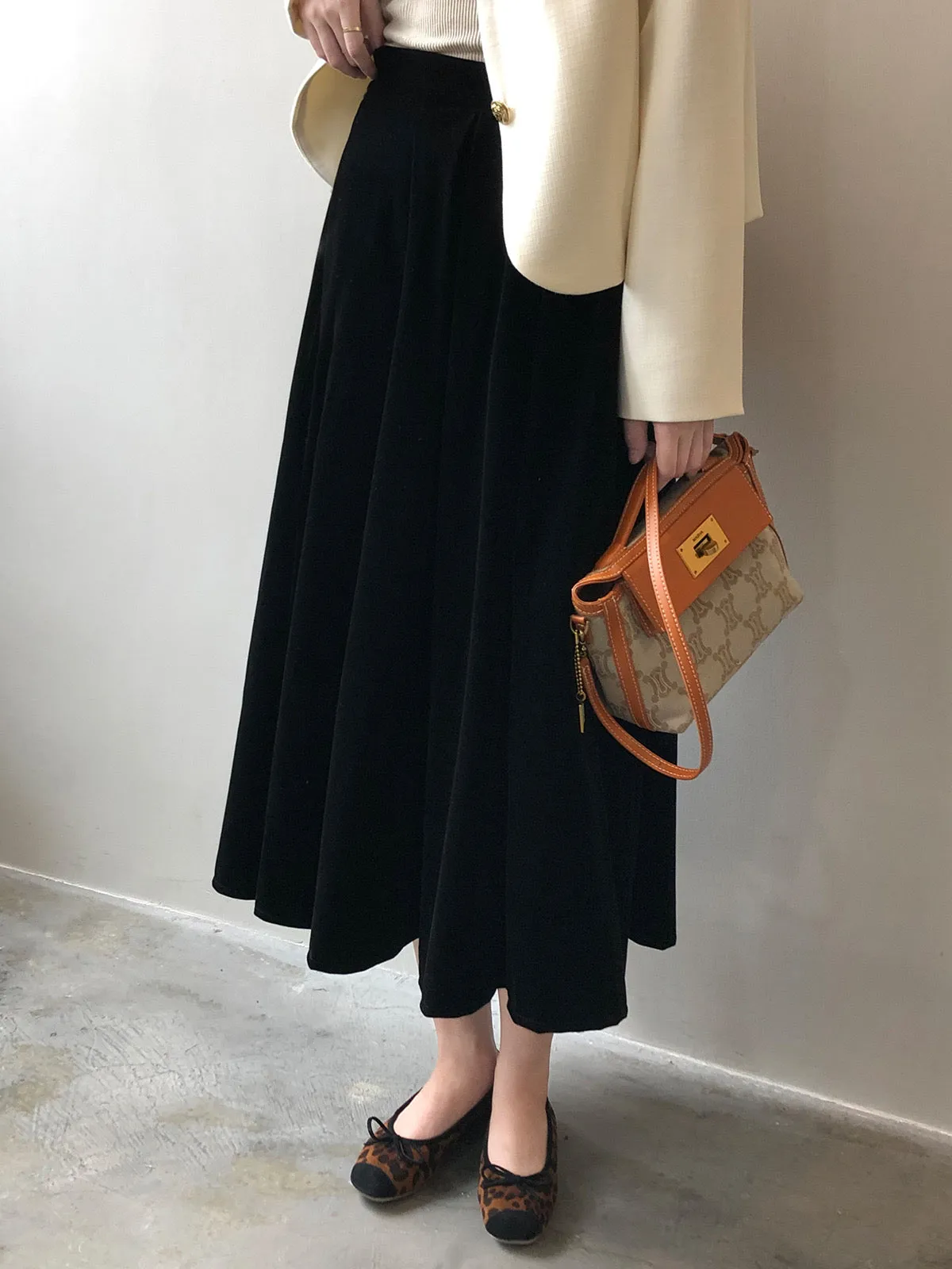 [Korean Style] High Quality French Style Pleated A Line Midi Skirt