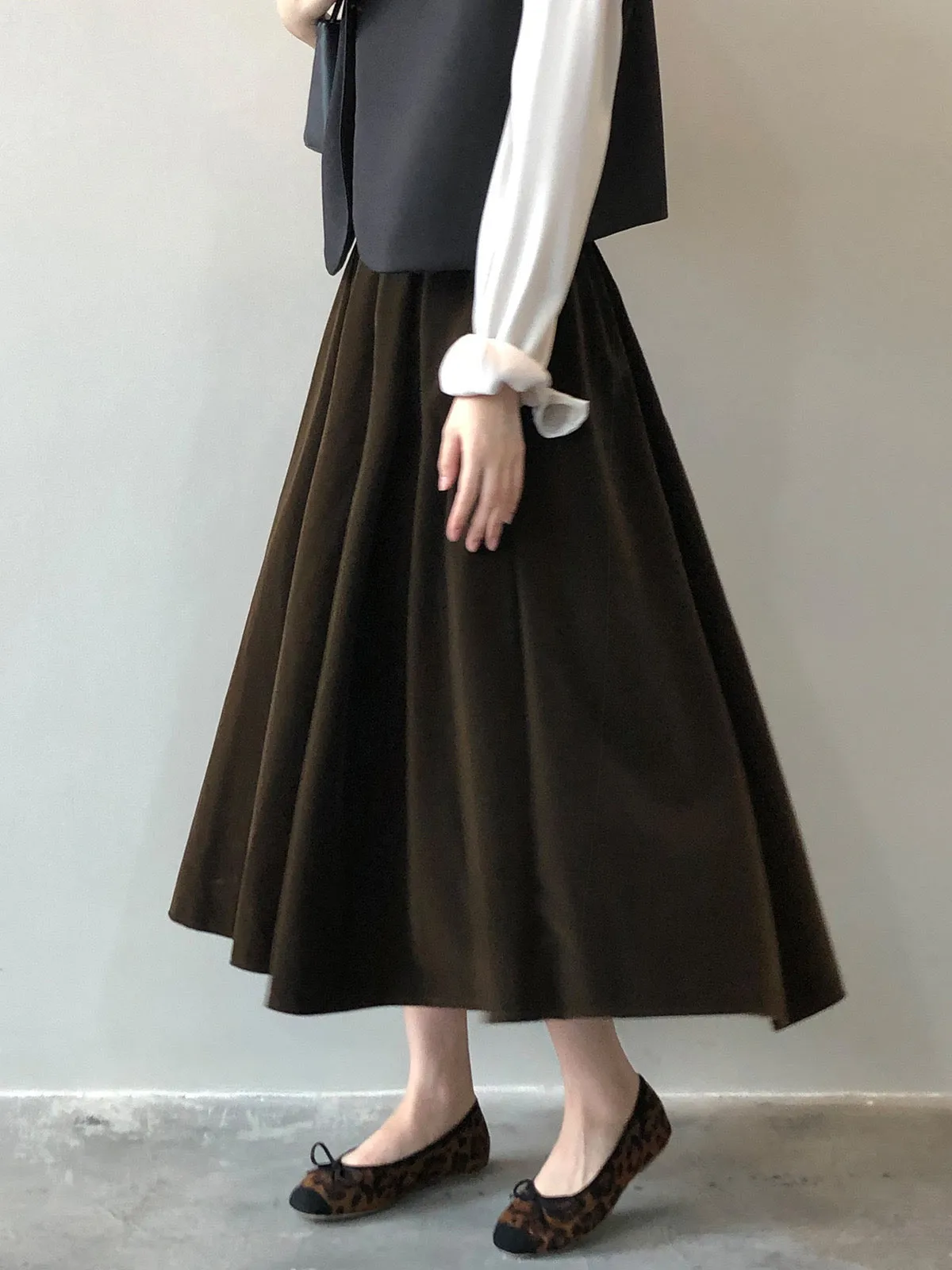 [Korean Style] High Quality French Style Pleated A Line Midi Skirt