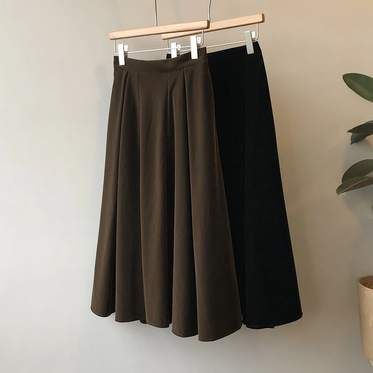 [Korean Style] High Quality French Style Pleated A Line Midi Skirt