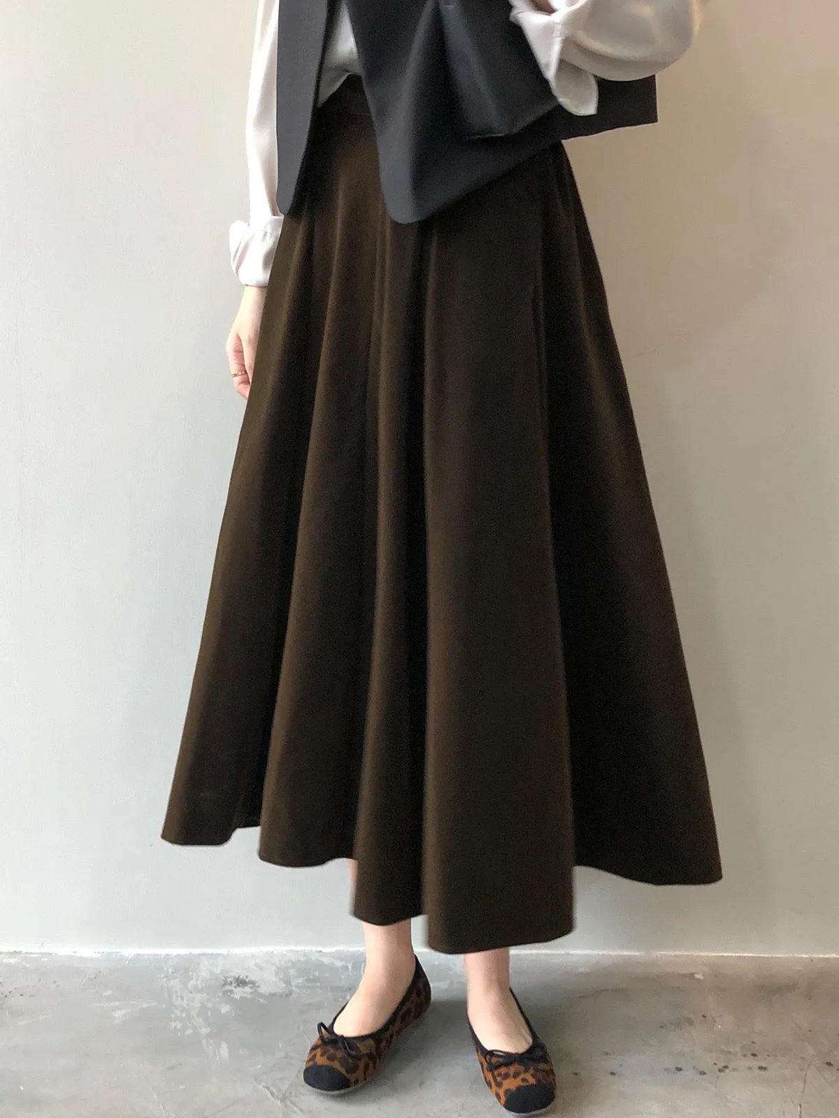 [Korean Style] High Quality French Style Pleated A Line Midi Skirt