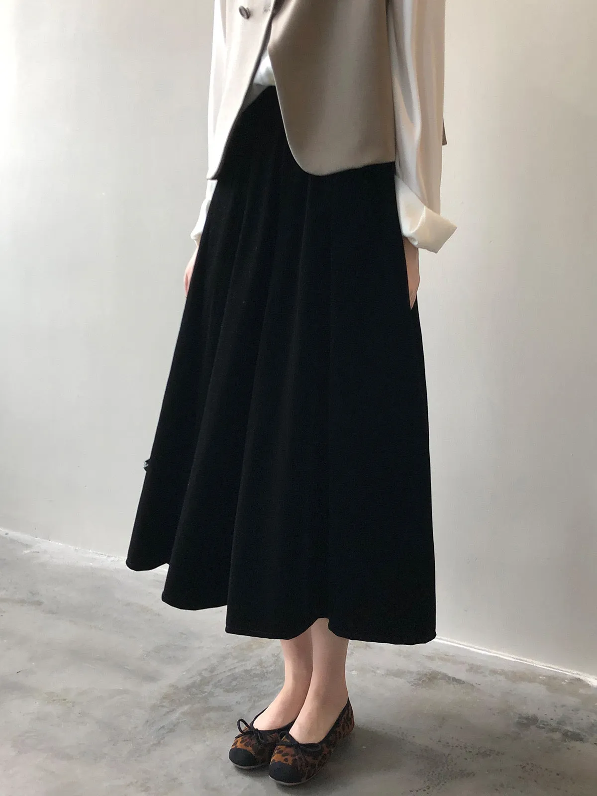 [Korean Style] High Quality French Style Pleated A Line Midi Skirt