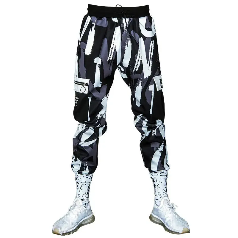 Letters Camouflage Loose Multi-Pocket Pants